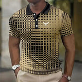 Men's Short-sleeved Polo Shirt Plaid Bat Pattern